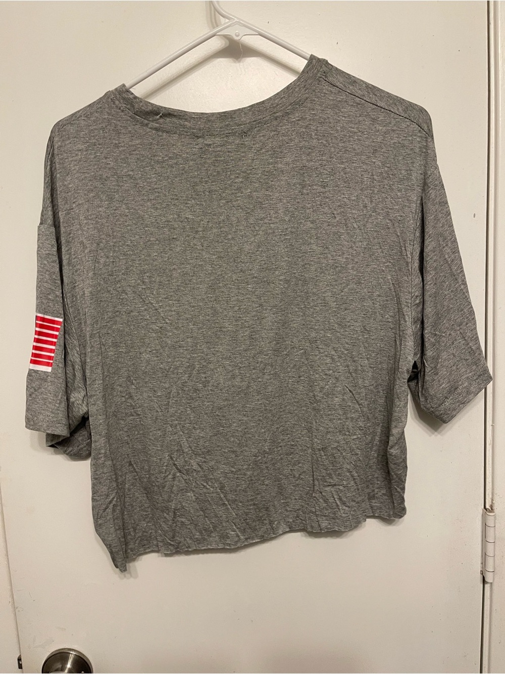 ROMWE USA Womens XL  Gray American Flag Graphic Cropped T Shirt - Picture 2 of 6